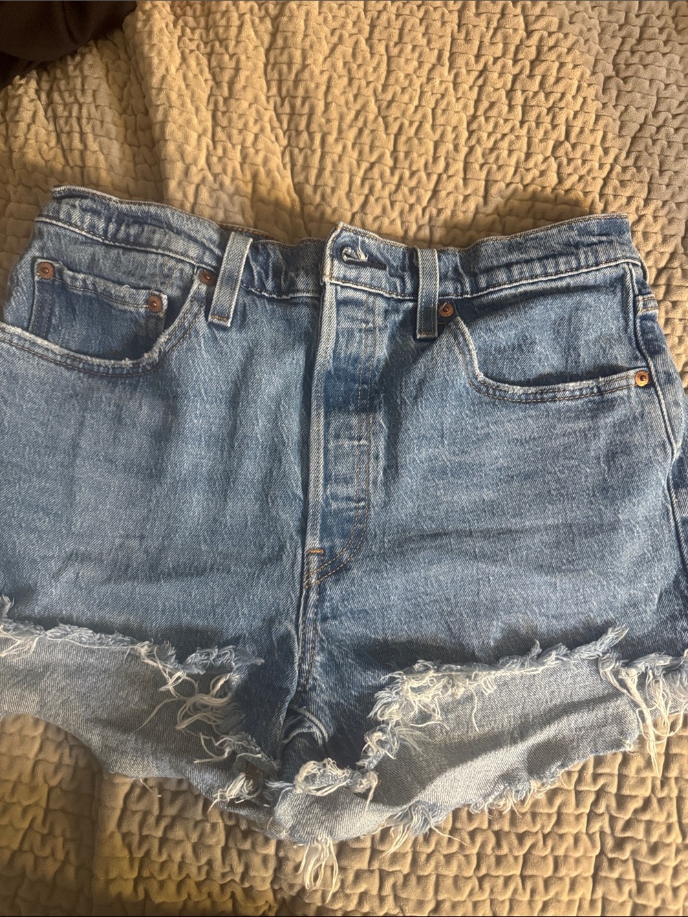 Levi's Distressed Light Blue Denim Cutoff Shorts